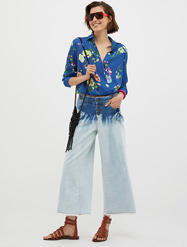 Floral-print sablé blouse - china blue pattern - MAX&Co.
