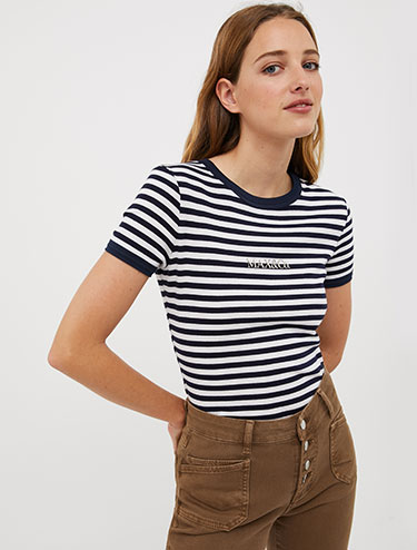Slim-fit logo-print T-shirt - navy blue pattern - MAX&Co.